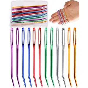 12 Pcs Yarn Darning Tapestry Needles, 6 Colors Large Eyes Blunt Yarn Needles, Large Eye Sewing Darning Crochet Needle for Yarn, Crocheting, Weaving with Stitch Markers Storage Box