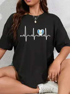 100% Cotton Guatemala Flag Heart Beat Pride T-Shirt
