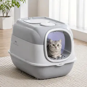 Enclosed Large Cat Litter Box with UV Sterilization, Deodorization and Pull-Out Design