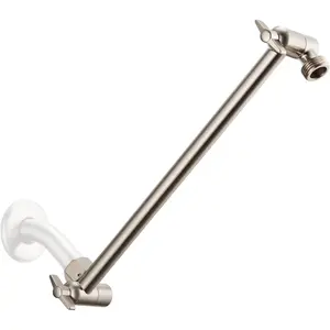11 Inch Adjustable Shower  Extension Arm With Locking Set Screw,  304 Stainless Steel Nickel Brushed Angle Height Adjustable, G1/2 Universal Connector Compatible (Nickel Brushed)