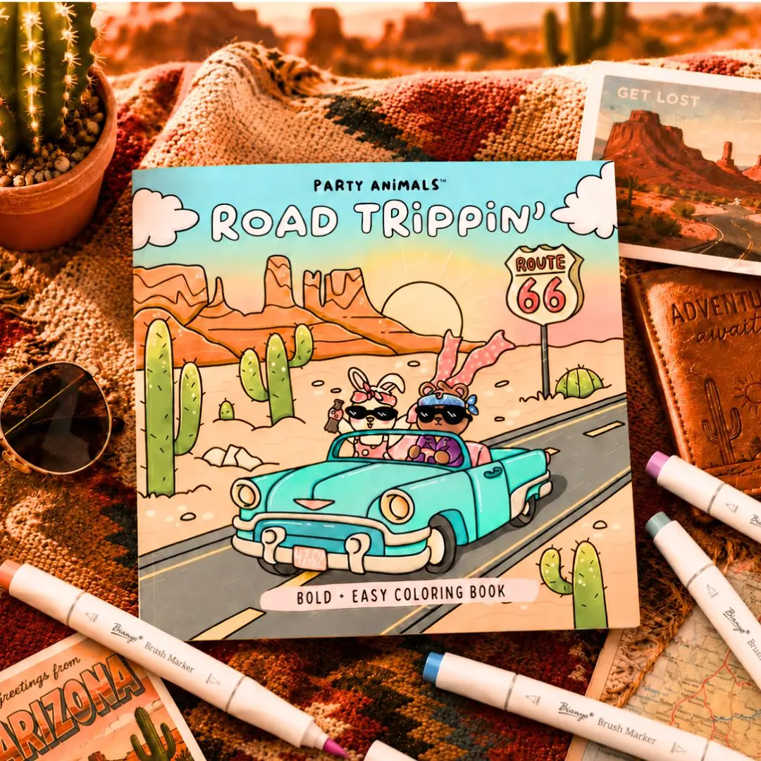 Road Trippin' Coloring Book by Party Animals Bold and Easy Coloring Books for Relaxation and Creativity