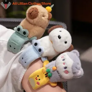 Creative Funny Animal Slap Snap Wrap Wristband Bracelet Cute Cartoon Capybara Dog Cat Plush Hand Ring Wristband Birthday Gift
