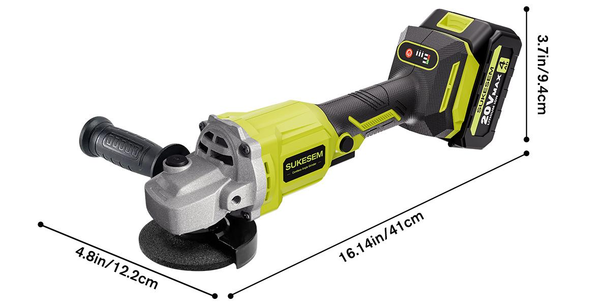 Rechargeable angle grinder, cordless polishing machine, equipped with ion battery, fast charger and complete accessories. Suitable for wood, metal, plastic, and stone