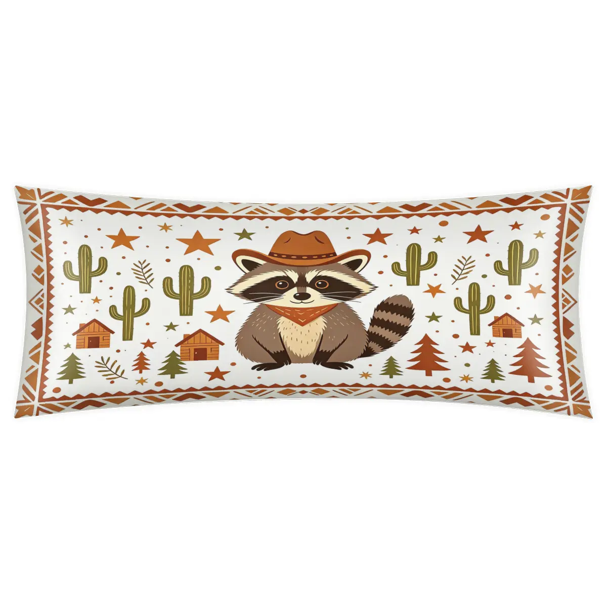 Western Cowboy Raccoon Cactus Cabin Tree Long Lumbar Throw Pillow Cover Rectangular Body Cushion Case Boho Southwest Country Print For Car Sofa Bedroom Farmhouse Cabin Home Decor Housewarming Gift