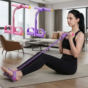 6-Tube Fitness Resistance Bands with Foot Supports Portable Strength Training Equipment for Indoor and Outdoor Exercise