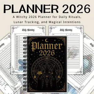 2026 Dark Witchy Aesthetic Coil Planner Notebook, High-Quality Paper, Perfect for Mysticism, Witch Culture, Astrology, Tarot Lovers, Ideal Gift