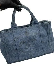 Pre-owned PRADA Denim Logo Tote Handbag/WJ06205610/5610