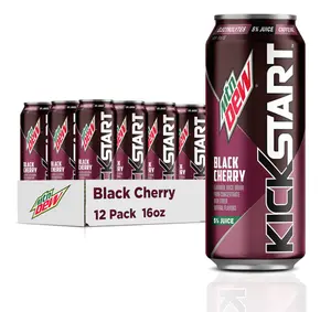 Mountain Dew Kickstart, Black Cherry, 92mg Caffeine, Vitamins B & C, 80 Calories, 5% Juice, 16 fl oz (12 Count)