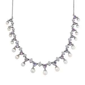 Rose De Amethyst and Multi Gemstone 12.20 ctw Necklace in Platinum Over Sterling Silver 18 Inches Christmas Gifts
