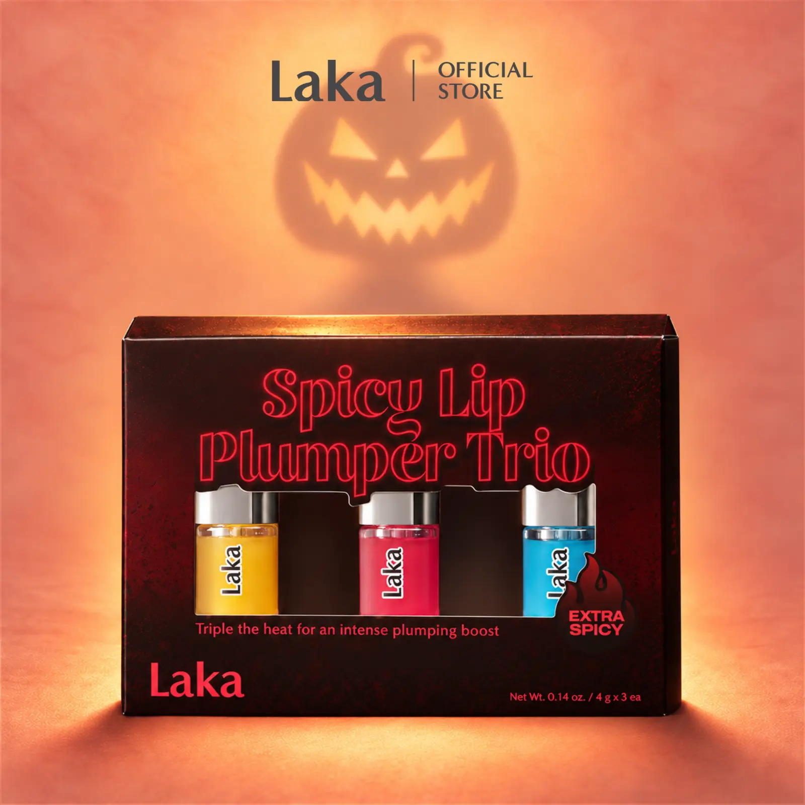 [Laka] [New] Spicy Lip Plumper Trio  — Fuller-Looking Lip Plumper Gloss, Non-Sticky, High-Shine Finish, Now in a Trio
