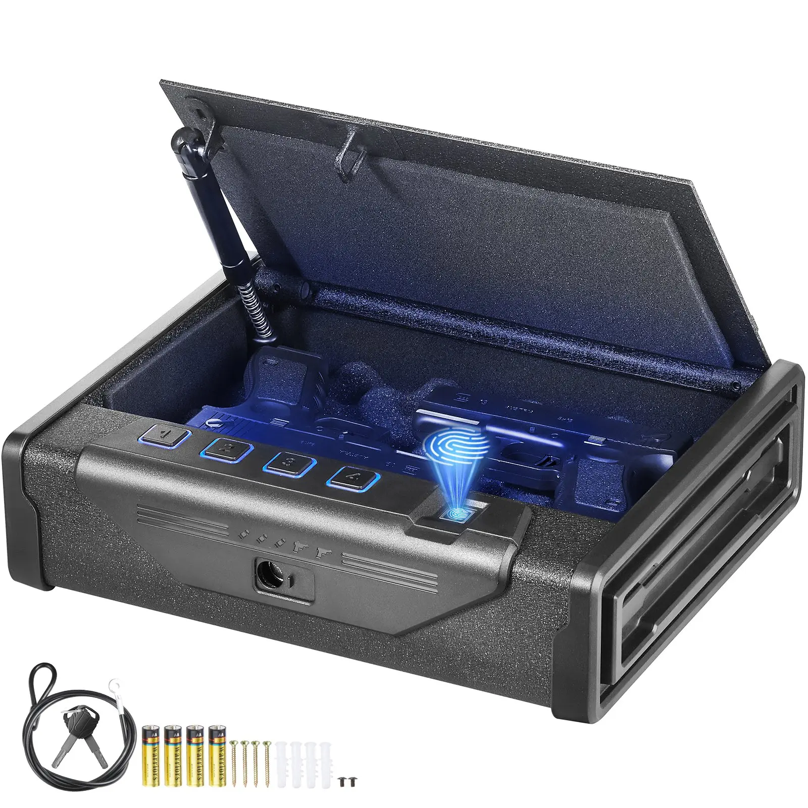 【DealsForYouDays】VEVOR Gun Safe for Pistols, Biometric Gun Safe with Three Quick Access Ways of Fingerprints, Passwords and Keys, Handgun Safe for 2 Pistols for Home, Bedside, Nightstand, Car