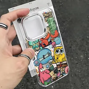 Fun S-SpongeBobs Pinch Butt Phone Case For iPhone 17 16e 16 15 14 13 12 11 mini Pro Max X XR XSMAX 8 7 Air Plus Clear Soft Cover