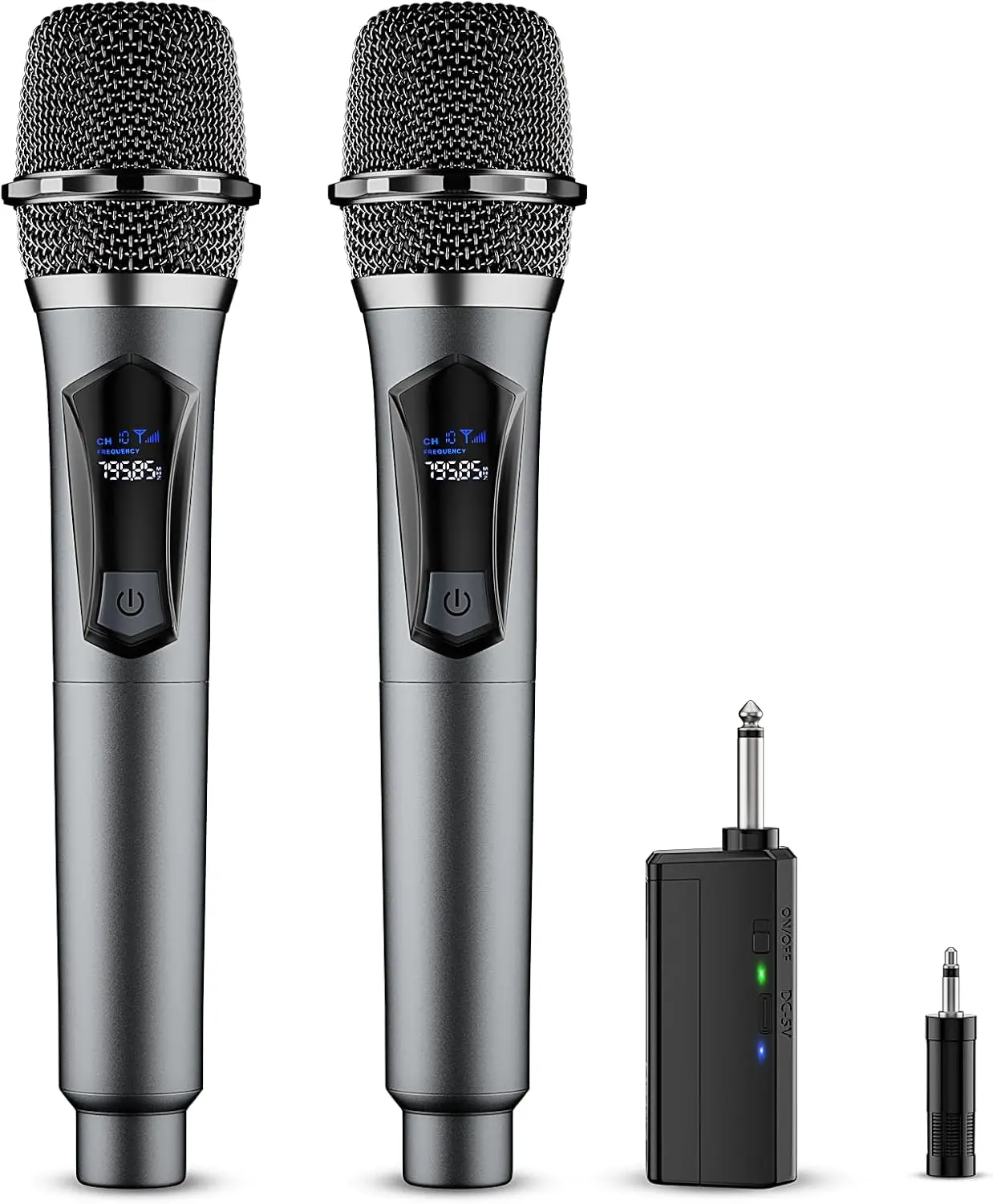 Wireless Microphone,Professional Dual Handheld Cordless Dynamic Mic System with Rechargeable Receiver,Karaoke Microphone Set for Singing, Karaoke, Wedding, DJ, Party, Speech,Church,Class Use,PA SystemGift.