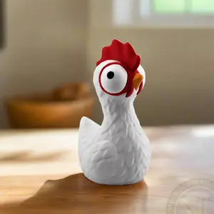 Goofy Chicken Figurine Quirky Barnyard Charm 4.5 Inch Lightweight PLA Plastic Farmhouse Decor Standing Ornament for Chicken Enthusiasts Fun Unique Desk Companion Feathered Style Gift