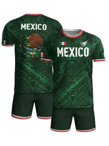 Mexico Aztec Calendar National Emblem Soccer Jersey, Grit Son Sport, Men's Fitted Tee Without Zipper, All Seasons, Natural Waist Track Shorts