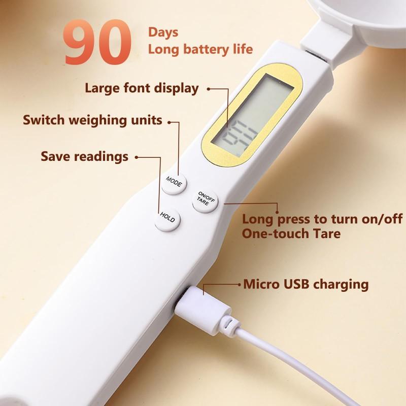 High Precision ABS Electronic Kitchen Scale Rechargeable Food Measuring Spoon with LCD Display for Accurate Weighing High Precision ABS Electronic Kitchen Scale Rechargeable Food Measuring Spoon with LCD Display for Accurate Weighing