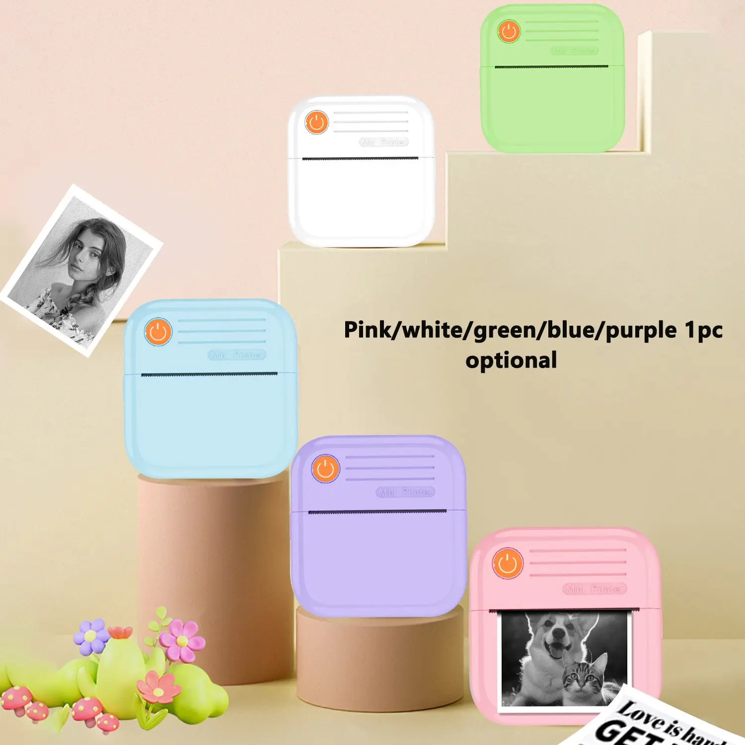Portable Wireless Thermal Pocket Printer – Inkless Mini Printer, Smartphone Photo Printer, for Printing Photos, Notes, Diaries, Compatible with iOS Android, for Students, Teachers, Journal Lovers & DIY Gift Makers, Easy to Use with App