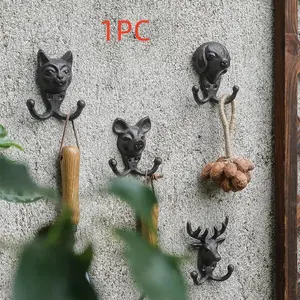 Vintage Cast Iron Animal Hook Wall Decor, Coat Rack Hanging Hook, Home Decoration Ornament, Rustic Style Wall Mounted Hook