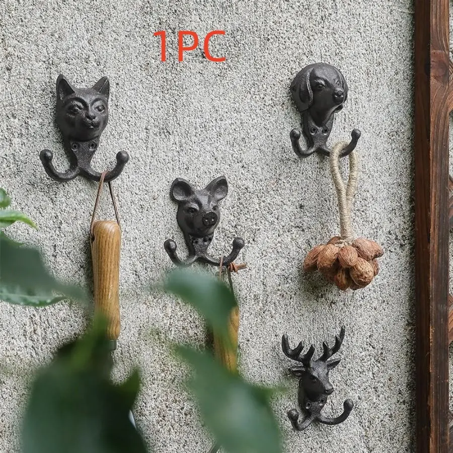 Vintage Cast Iron Animal Hook Wall Decor, Coat Rack Hanging Hook, Home Decoration Ornament, Rustic Style Wall Mounted Hook