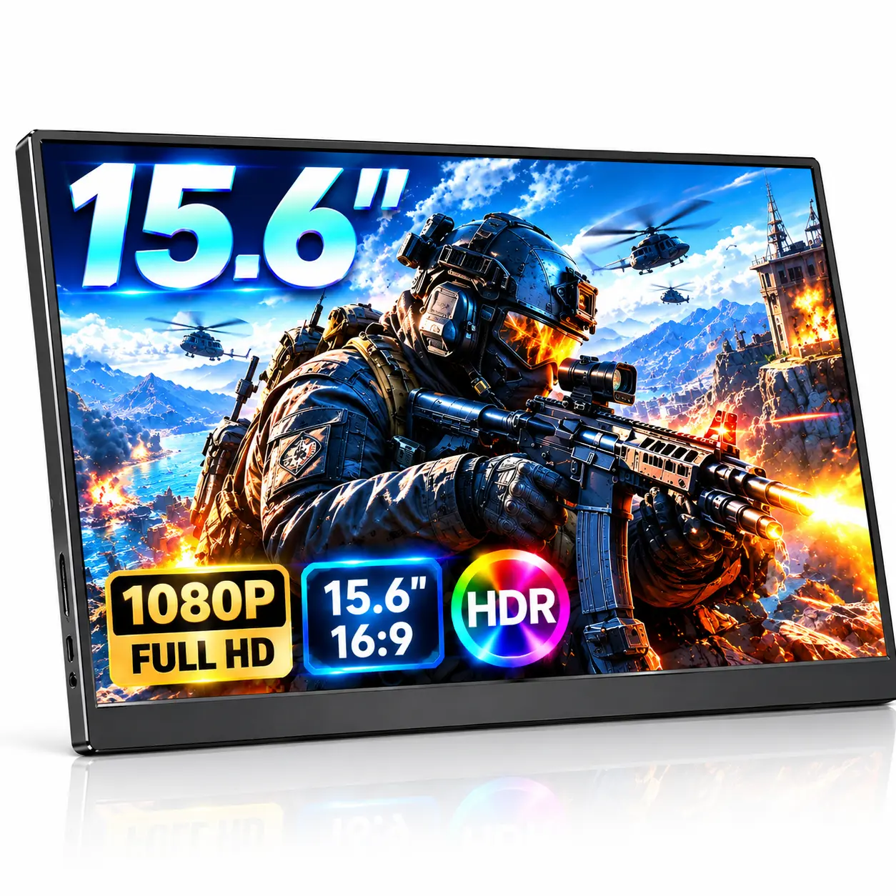 15.6" Portable Monitor 1080P FHD IPS 60Hz, USB-C HDMI External Monitor, Ultra-Slim Second Screen for Laptop, PC, Mac, Phone, PS5, Xbox & Switch