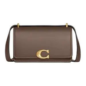 COACH Bandit 18 Small Leather Crossbody Bag with Buckle Closure for Women in Slate Gray