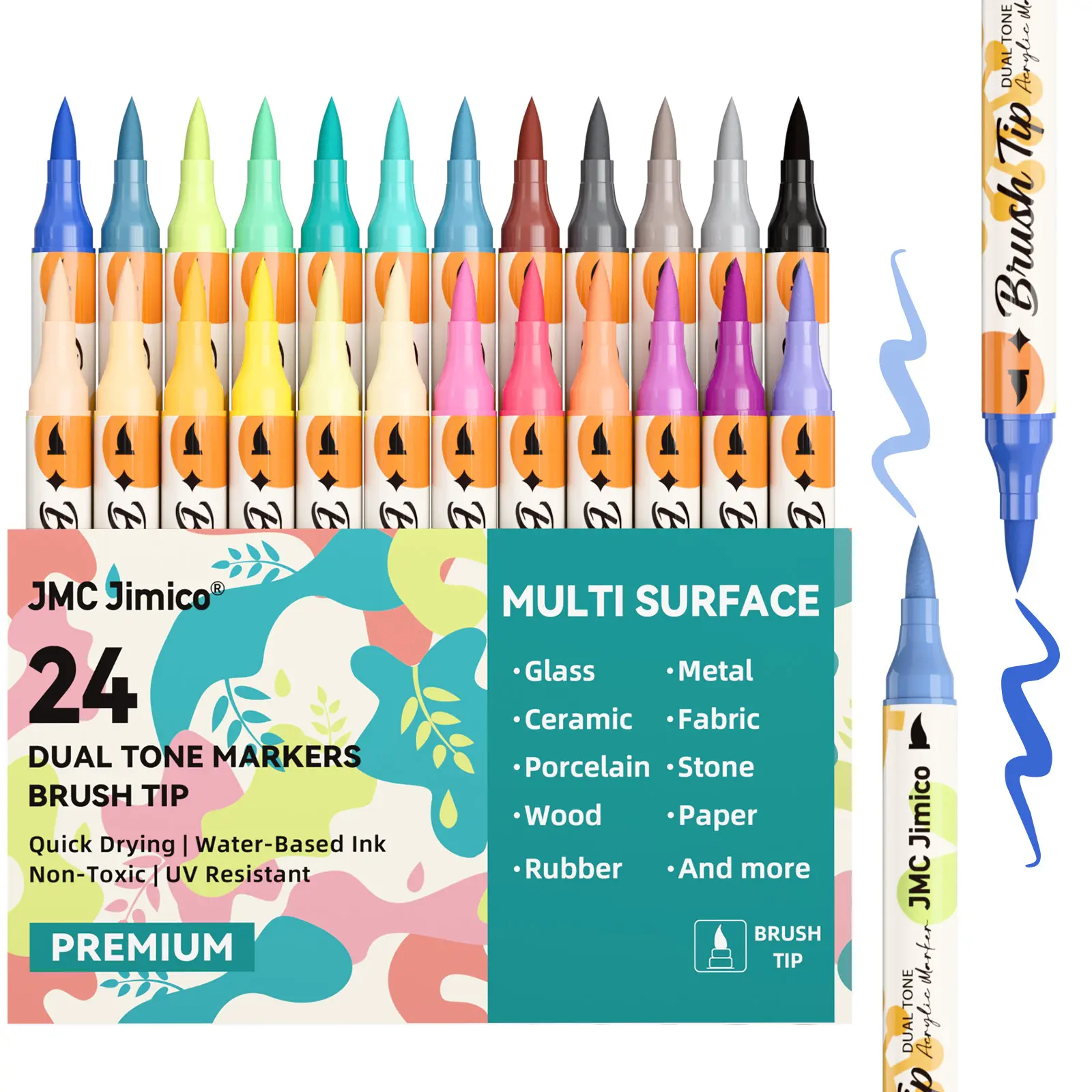 24/36/48/60 Dual Tip Acrylic Paint Markers, Brush Tip Acrylic Paint Pens Set, Double Ended Drawing Art Pens For Rock, Ceramic, Wood, Canvas, Plastic, Glass, Stone, DIY Crafts Gift, Metallic, Storage Box, Easter gifts, egg decorations