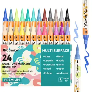 24/36/48/60 Dual Tip Acrylic Paint Markers, Brush Tip Acrylic Paint Pens Set, Double Ended Drawing Art Pens For Rock, Ceramic, Wood, Canvas, Plastic, Glass, Stone, DIY Crafts Gift, Metallic, Storage Box, Easter gifts, egg decorations