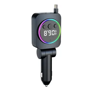 Multifunctional 5.3 Bluetooth-compatible Car Charger, Car FM Transmitter, USB MP3 Music Player, 30W PD Fast Phone Charger with Retractable Charging Cable