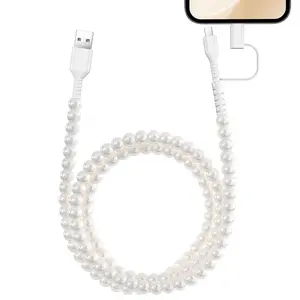 USB C Cable for Phone Charging Cord 2 in 1 Multi Charging Cable Pearl Beads Charging Cord 3.3FT Girls Women Fast Charging
