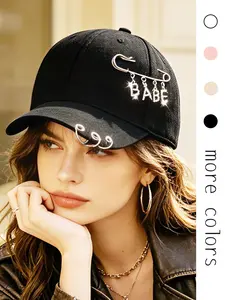 1 PC Men's Women's Punk Style Baseball Cap, shiny BABE letter rhinestone pin decoration, a casual and trendy sun hat suitable for daily commuting, outdoor outings and street wear in spring and summer seasons.