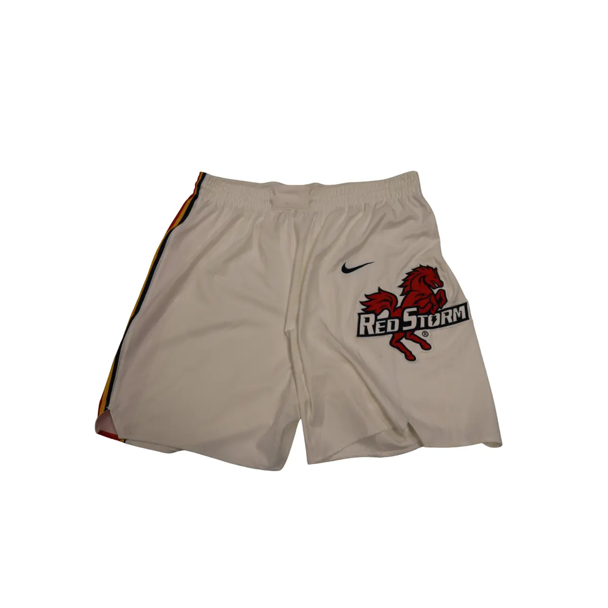 St. John's University Team Issued White Retro Shorts Thunderbird Logo 1