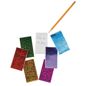 2" x 3 3/4" Bulk 72 Pc. Mini Laser Smile Face Paper Notepads