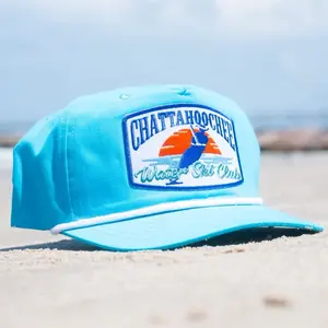 Chattahoochee Water Ski Club Snapback Water Resistant Hat in Sky Blue with Logo Design