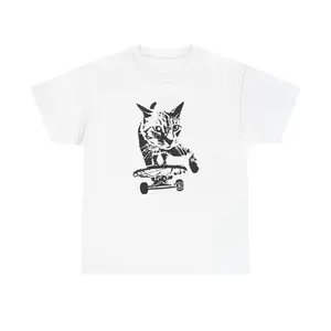 Skateboarding Cat Shirt | Skateboard Cat Unisex Cotton Graphic Tee