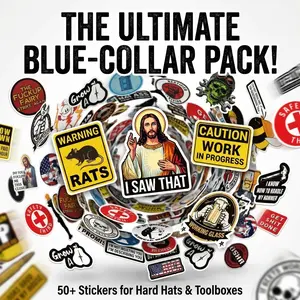 50-Pack Prank Safety Hat Stickers Set, Funny Waterproof Stickers for Workers, Ideal for Helmets and Toolboxes, Daily Decorations
