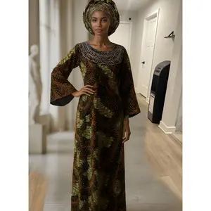 Ìfẹ́ Dress | Luxury Beaded Ankara Boubou Gown & Gele Set