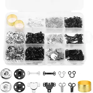 112 Pairs Sewing Hooks and Eyes Closure Set 3 Styles Sewing Skirt Hooks, Sew-on Snaps, Hook and Eye Latches for Trousers Skirt Dress Bra Sewing DIY Crafting