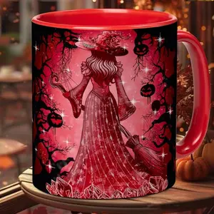 BNB Personalized Halloween Witch Mug – Custom Wiccan Coffee Cup, Witchcraft Teacup Gift for Pagan & Witchy Friends, Spooky Season Oil Painting Effect Mug