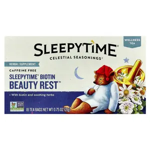 Celestial Seasonings Wellness Tea, Sleepytime® Biotin Beauty Rest™, Caffeine Free, 18 Tea Bags, 0.75 oz (21 g)