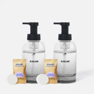Blueland Foaming Hand Soap Duo, Plastic-Free, Eco-Friendly Hand Wash Soap Refill Tablets + 2 Refillable Glass Bottles