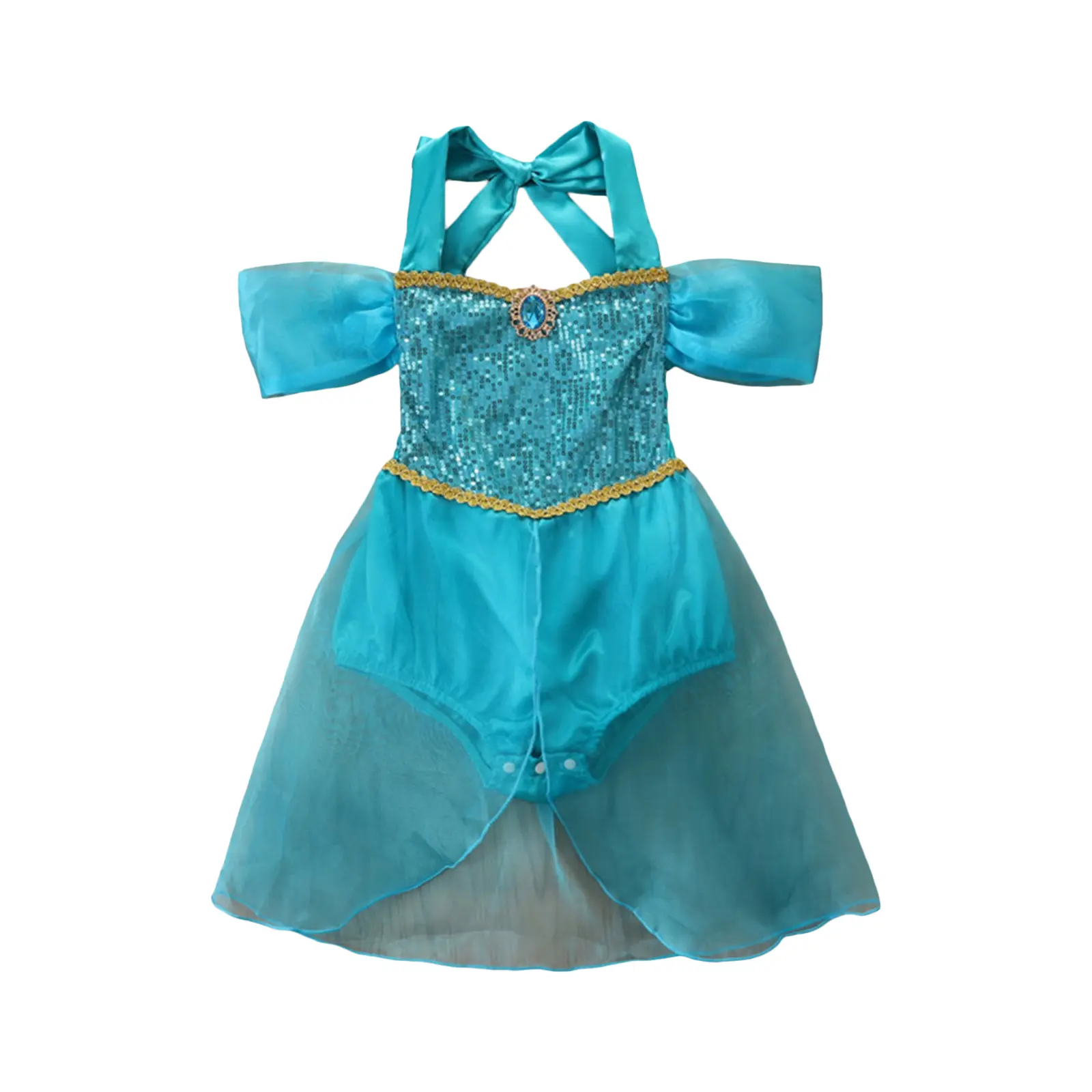 Newborn Infant Baby Girl Tulle Skirt Romper Jumpsuit Sequin Halter Neck Off-Shoulder  Bodysuit Dress