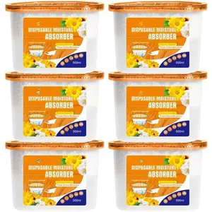 Absorber Box - 6 Packs, 12.5 oz Cup, Jasmine Calendula, Odor Eliminator and Dehumidifier for Closet, Bedroom and Kitchen.