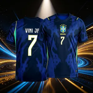 7# Vini JR 2026 Brazil National  Away Short Sleeve Soccer Jersey Quick-Dry