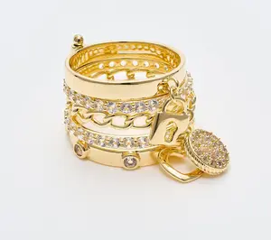 David Markstein Bronze Luxe 5 Row Stacked Charm Ring