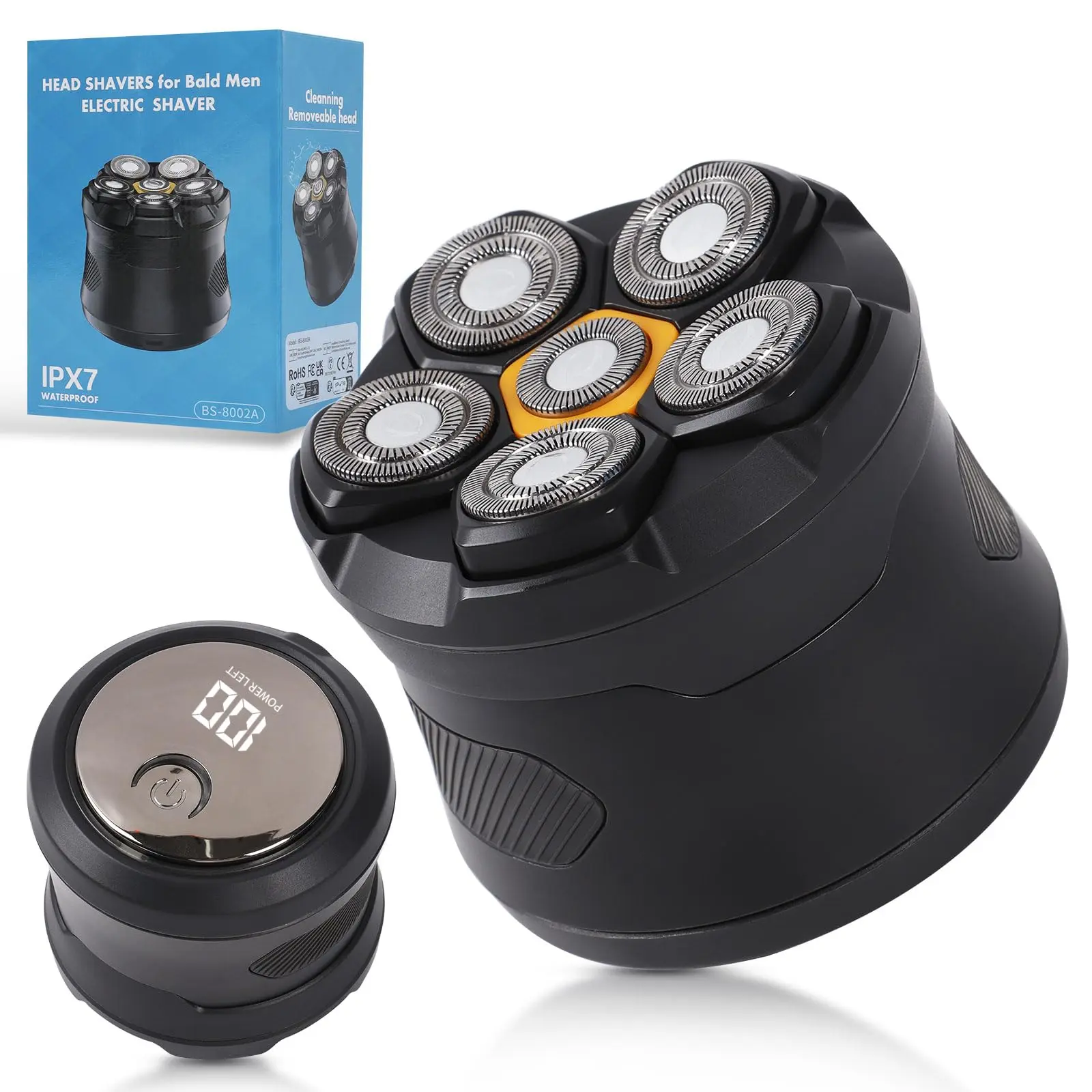 6D Men's Bald Shaver, Professional Electric Shaver with 360° Floating Magnetic Head