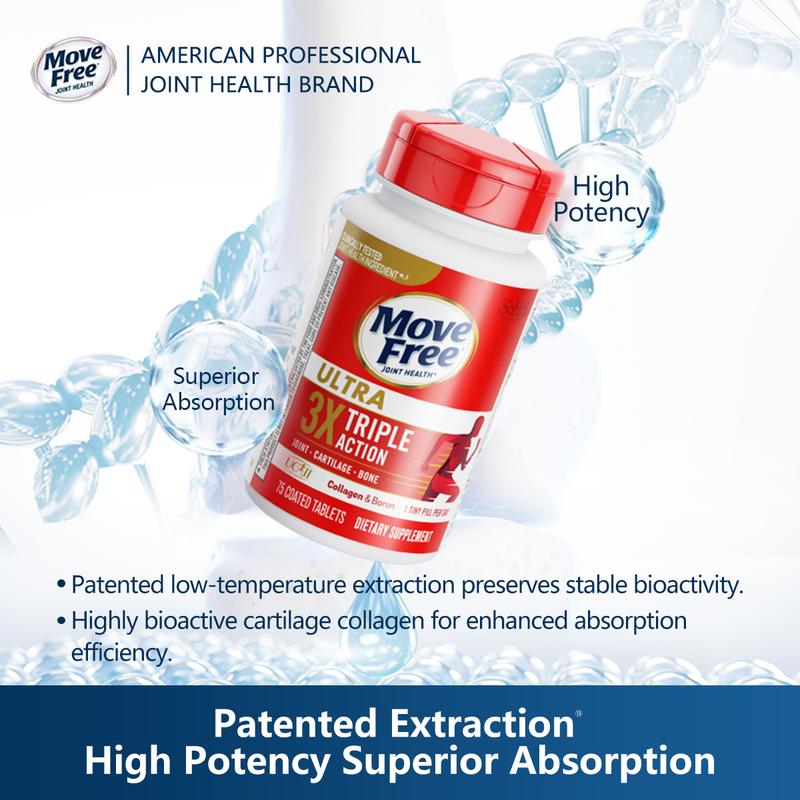 【Joint Health】Move Free Ultra Triple Action Joint Supplement 1 Pack of 75 Tablets 2 Bottles Glucosamine Chondroitin MSM for Joint Health