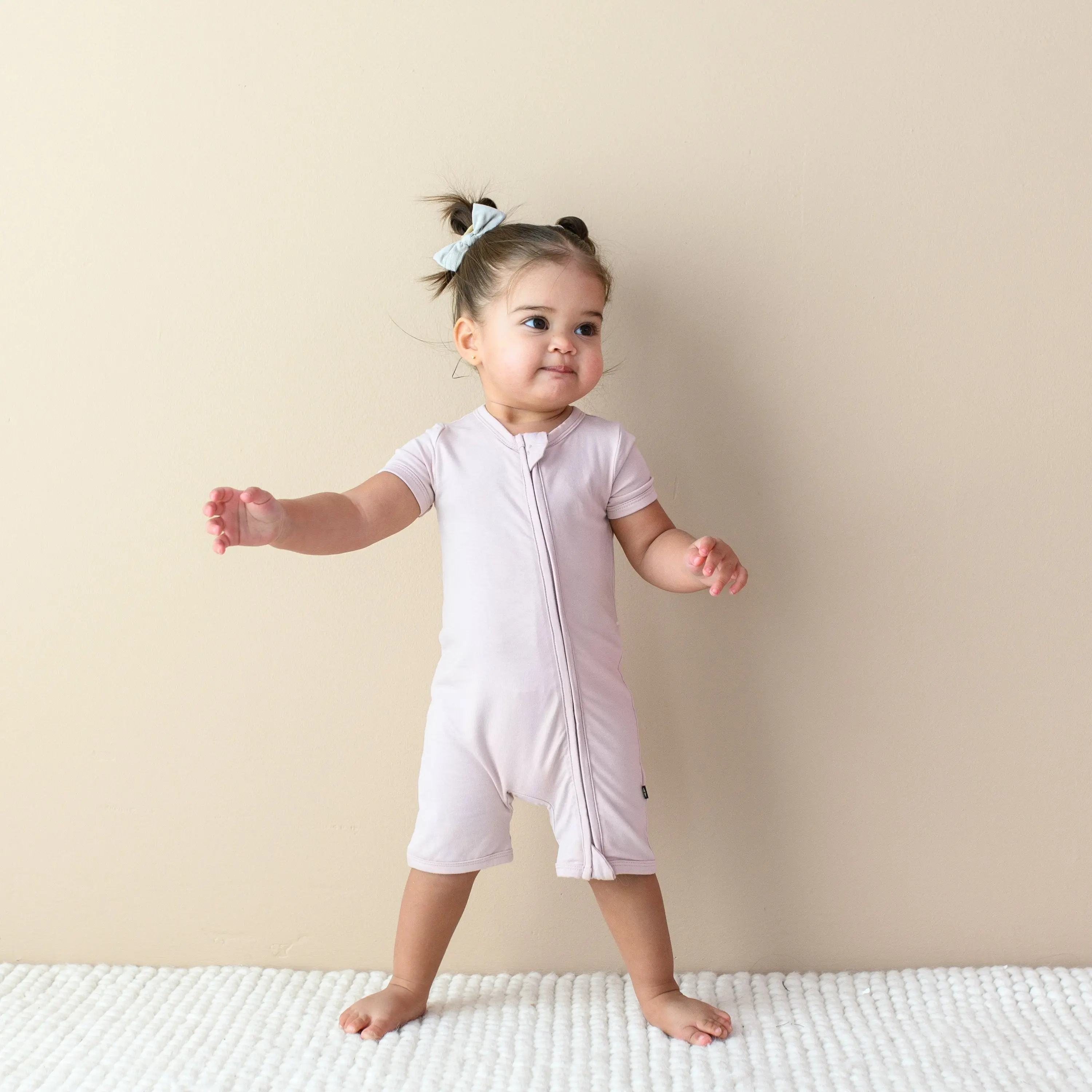 Zippered Shortall Romper in Blush Zippered Shortall Romper in Blush
