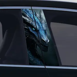 2pc Angry Water Dragon Car Sticker, vinyl decals, Durable Waterproof PVC, Scratch-Resistant, Thick Smooth Material, Ideal for B Pillar and More, Decal for Cars