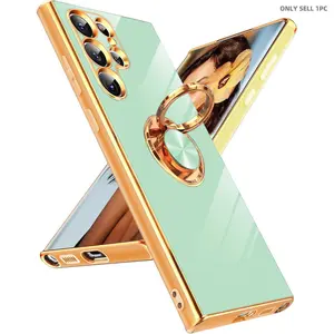 Phone Case with 360° Rotatable Magnetic Ring Holder, 1 Count Phone Protective Cover, Phone Accessories Compatible with Samsung Galaxy Series, Decorative Phone Protector