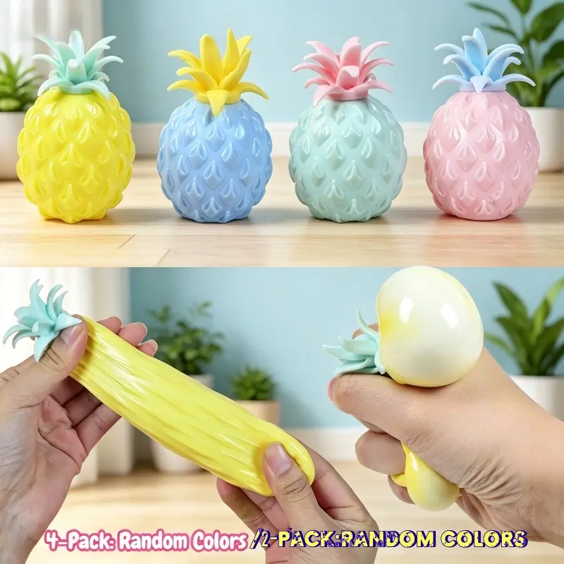 4 Pcs/2pcs   Pineapple Stress Balls, Soft Squeeze Fidget Toy for Stress Relief, Fun Sensory Toy for Kids & Adults, Party Favors, Random Color, Soft Squishy Sensory, Squishy Fidgets